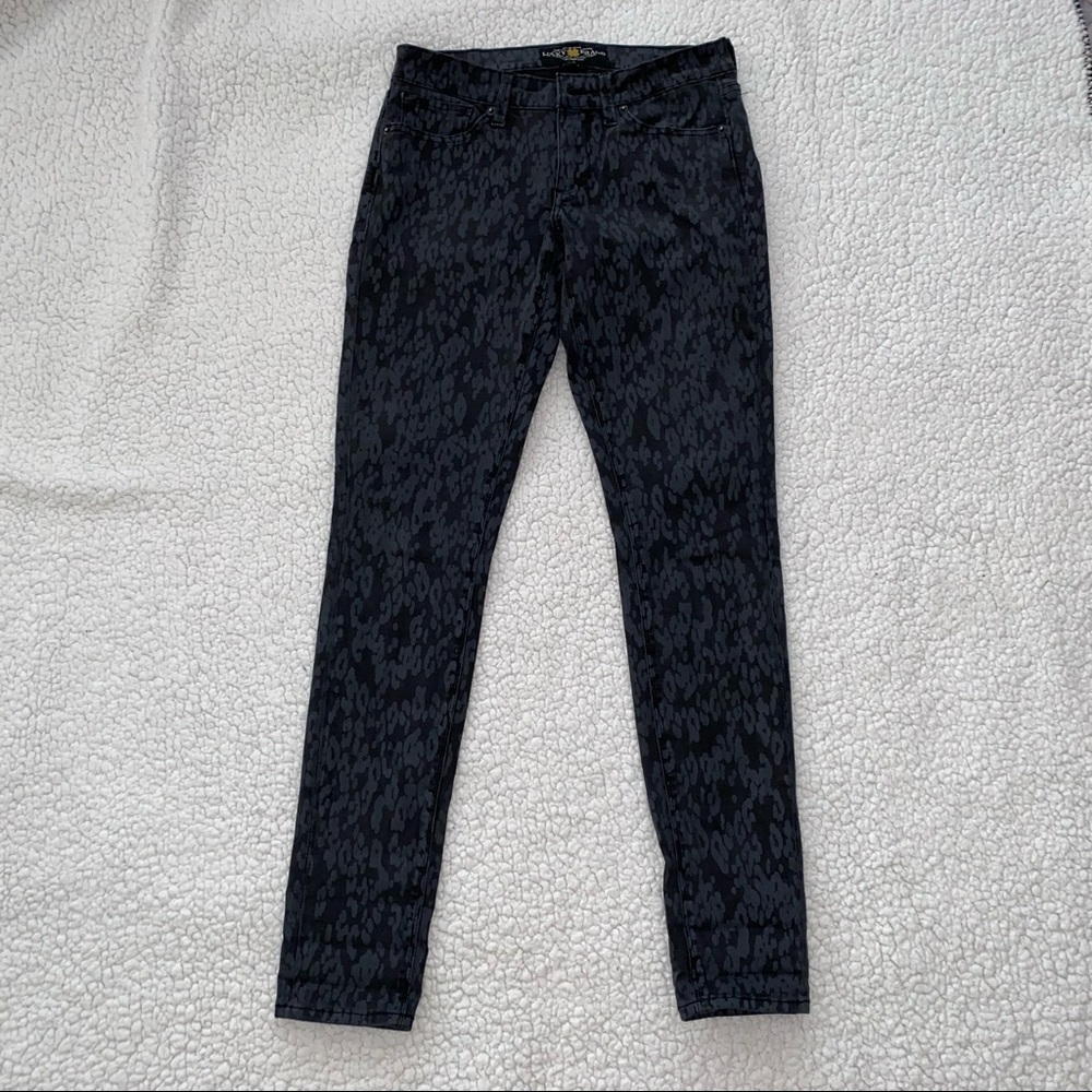 Black Lucky jeans with Grey Leopard print